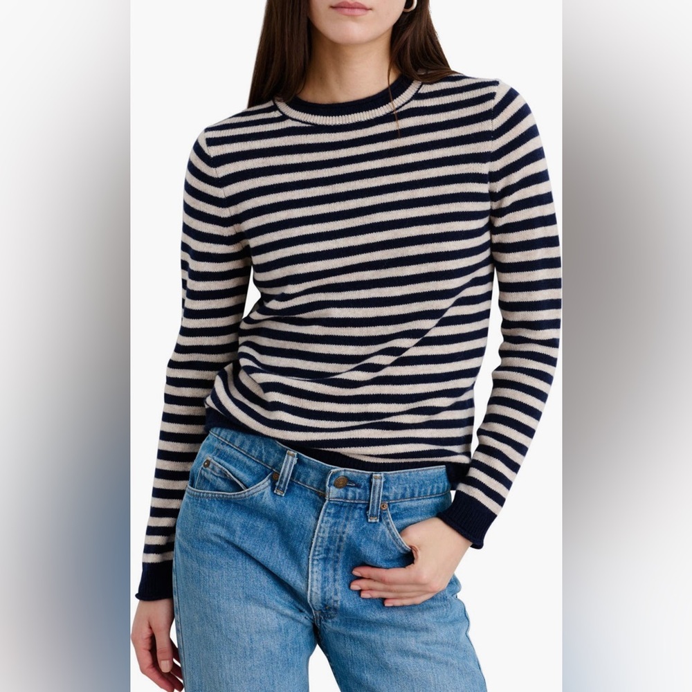 Alex Mill navy wool and cashmere striped sweater Size small